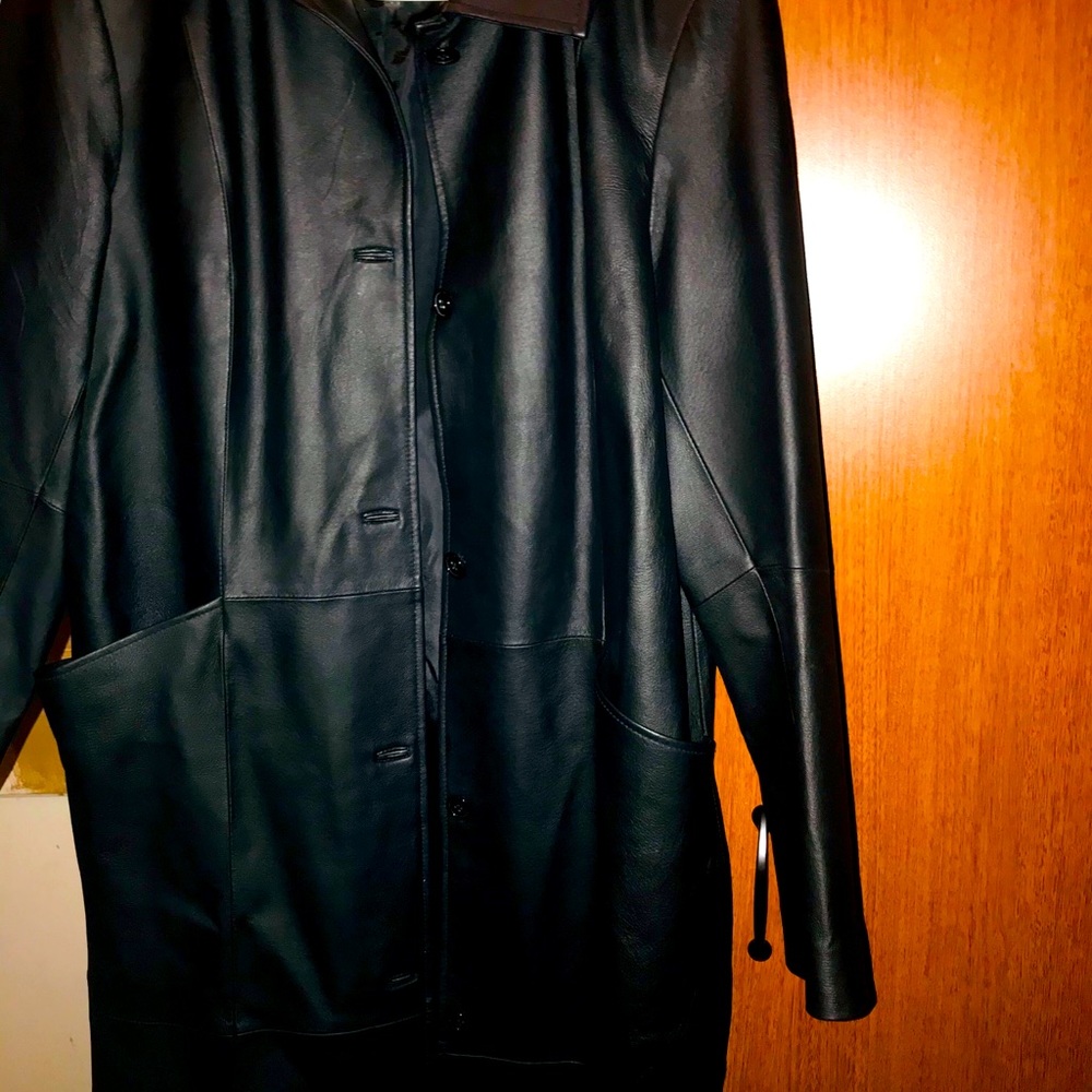 Black leather coat